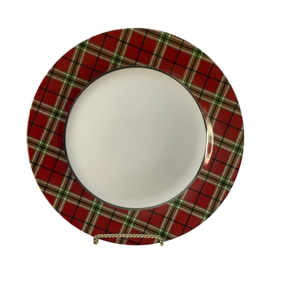 Red Tartan Plaid Classic Tidings 2010 Retired Target‎ Replacement Plate Preowned